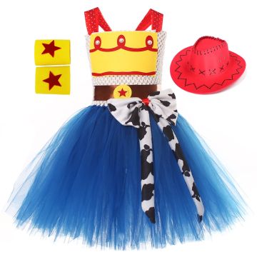 Kids Cowgirl Tutu Dress Costume with Hat and Wrist Cuffs