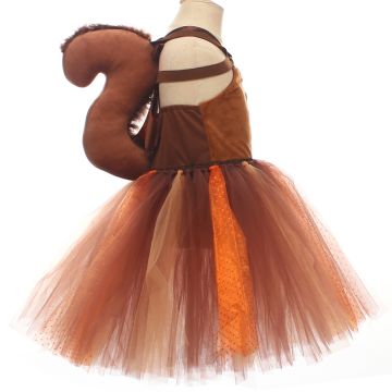 Kids Brown Squirrel Tutu Costume with Tail and Ears