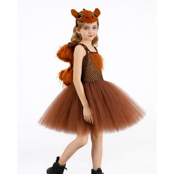 Kids camel tutu costume with brown bodice and layered skirt