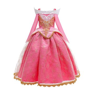 Girls Pink Princess Costume Dress with Crown & Wand