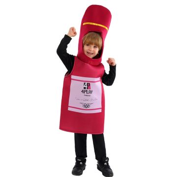 Kids red wine bottle novelty costume with tall hood and gold band