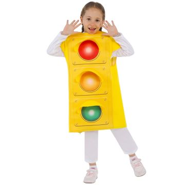 Kids traffic light costume tunic with red amber green lights and yellow body
