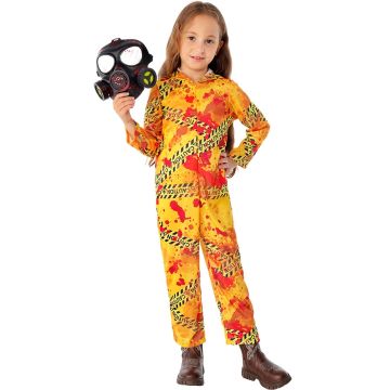 Kids Biohazard Suit Costume with Gas Mask - Yellow Hazmat Jumpsuit