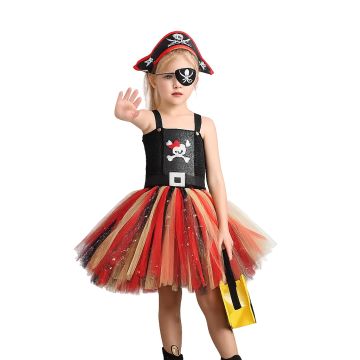 Girls Pirate Princess Tutu Costume with Hat and Eye Patch