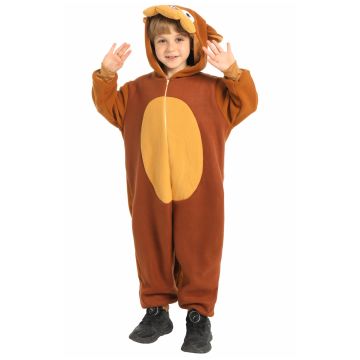 Kids Brown Bear Onesie Costume with Hood and Tail