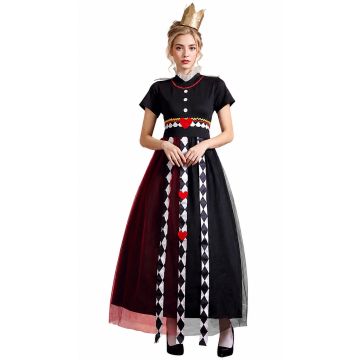 Womens Queen of Hearts Costume Fairytale Halloween Dress 