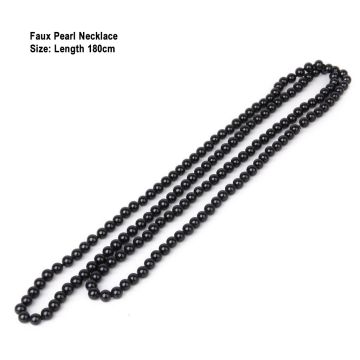 Adult 1920s Black Pearl Necklace - 180cm Flapper Beaded Accessory