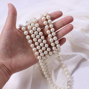 1920s Flapper Pearl Necklace - Long Cream Strand Costume Accessory