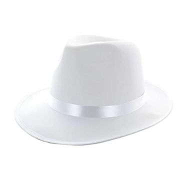 Adult White Fedora Hat - 1920s Gangster Mobster Costume Accessory