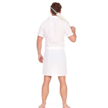 Adult Caped Crusader Clown Villain Nurse Costume with Mask and Belt