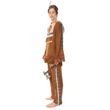 Adult Frontier Warrior Costume - Fringed Tunic & Pants with Headband