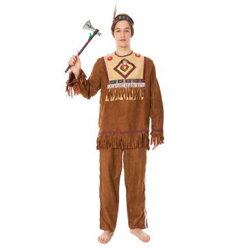 Wild West Costumes - Mens Noble Warrior Native American Indian Halloween Fancy Dress Adult Costume