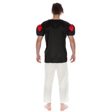 Adult American Football Costume - Black Jersey with Padded Shoulders