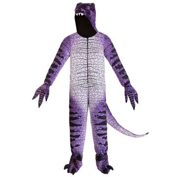 Kids Purple Spinosaurus Dinosaur Costume Jumpsuit with Hood and Tail