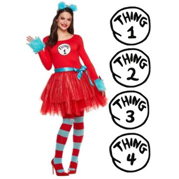 Women Dr Seuss Cat In The Hat Thing Costume set pp1024