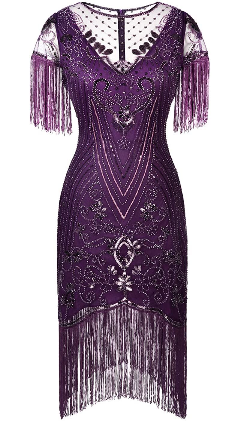 purple flapper dress its short sleeves Unique Vintage 1920s Light Purple
