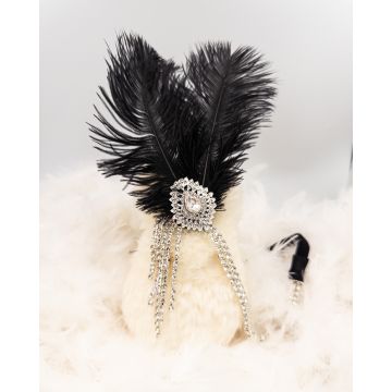 Adult 1920s Flapper Headband Black Feather Gatsby Rhinestone Accessory