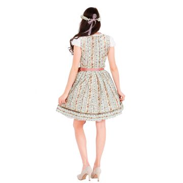 Womens Bavarian Beer Maid Costume - Pink Dirndl Dress with Apron