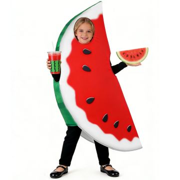 Kids watermelon slice costume foam tabard with red flesh and green rind