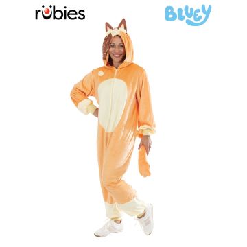 Adult Bluey Chilli Costume - Mum Red Heeler Onesie Jumpsuit with Hood and Tail