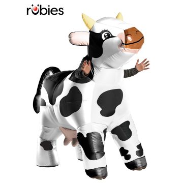 Adult Inflatable Cow Costume with Battery Fan - Dairy Farm Animal Jumpsuit