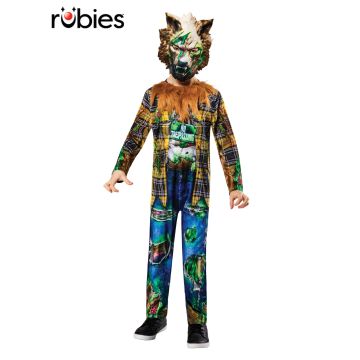 Kids Toxic Werewolf Costume with Mask - Brown Fur Monster Jumpsuit