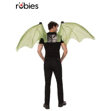Adult Green Dragon Wings - Mechanical Articulated Costume Accessory with Cord Control