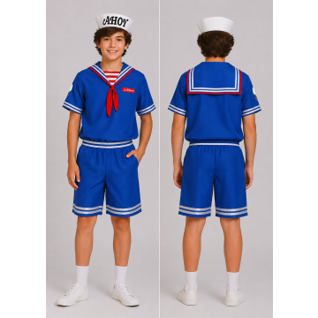 Boys Retro Ice Cream Parlor Sailor Costume - 1980s Mall Worker Uniform Set