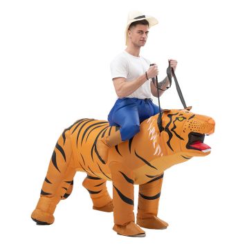 Kids and Adults Inflatable Tiger Ride-On Costume - Battery-Powered Roaring Bengal Tiger Suit