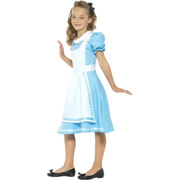 Girls Alice Wonderland Storybook Princess Dress Costume with Apron & Headband
