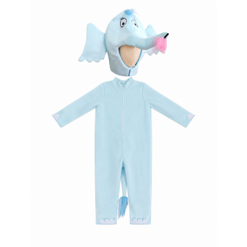 Kids Blue Elephant Costume - Plush Hooded Jumpsuit with Trunk & Ears