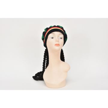 Adult Jamaican Hat with Dreadlocks - Rasta Beret Accessory