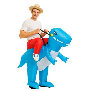 Adult Inflatable Dinosaur Ride-On Costume with Safari Hat