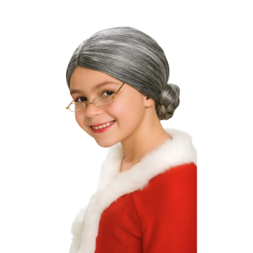 Grandma Wig with Bun - Adult and Kids Old Lady Gray or White Granny Costume Wig