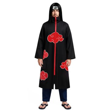 Adult Rogue Ninja Robe - Black Cloak with Red Cloud Motifs - alternate view