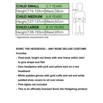 Kids Sonic Boom Amy Rose Costume - Red Dress with Ears & Gloves