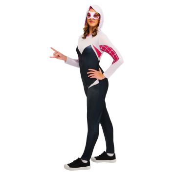 Adult Ghost Spider Costume - Womens Hooded Jumpsuit with Mask