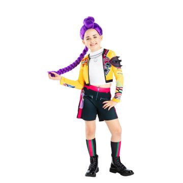 Kids Rumi Kpop Demon Hunters Costume - Yellow Jacket Streetwear Set - alternate view