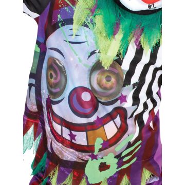 Kids Evil Clown Costume with Moving Eyes Mask - Horror Circus Outfit