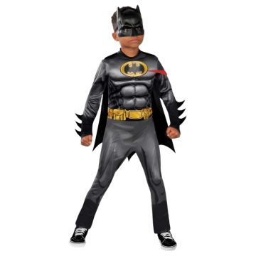 Boys Batman Costume with Muscle Padding, Cape and Mask - alternate view