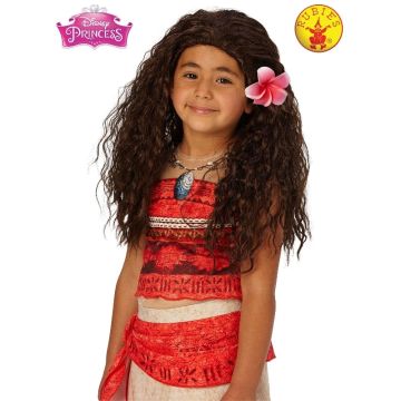 Kids Moana Wig with Flower - Disney Princess Long Brown Costume Wig