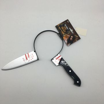 Adult Headband with Knife - Zombie Horror Blood Splatter Cleaver Accessory