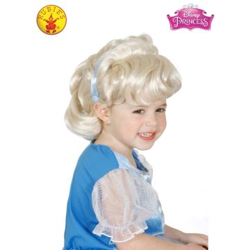 Girls Cinderella Wig Blonde Updo with Blue Ribbon - Disney Princess