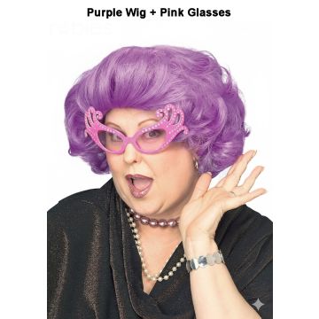 Adult Short Curly Purple Diva Wig - Theatrical Costume Wig