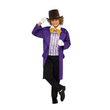 Kids Willy Wonka Costume - Boys Chocolate Factory Tailcoat Set with Top Hat - alternate view