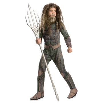 Kids Aquaman Deluxe Muscle Costume - DC Justice League Superhero Jumpsuit - alternate view 2