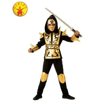 Kids Gold Dragon Ninja Warrior Costume - Book Week Japanese Hero Outfit