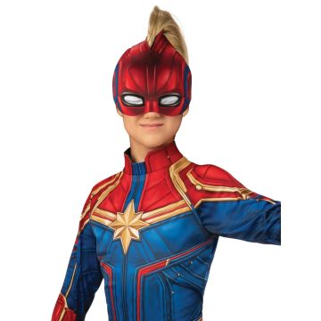 Kids Captain Marvel Costume - Girls Superhero Jumpsuit with Mask & Belt