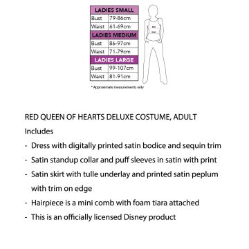 Adult Disney Queen of Hearts Deluxe Costume with Crown - Alice in Wonderland