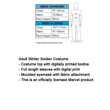 Adult Winter Soldier Costume Top and Mask - Marvel Avengers Licensed Outfit